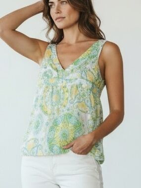 LILLY PULITZER | NEW White Jesse V-Neck Floral Print Silk Top 6 Babydoll Summer